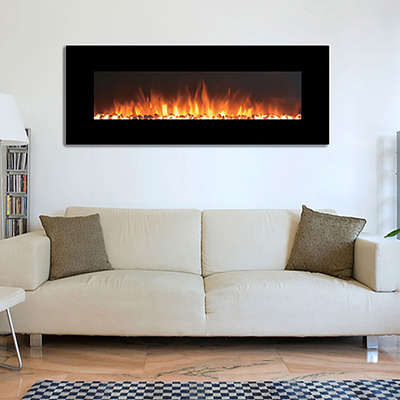 2380mm Wall Fireplace Heater Two Levels Painted Glass Electric Fireplace