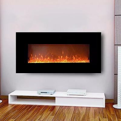 2380mm Wall Fireplace Heater Two Levels Painted Glass Electric Fireplace